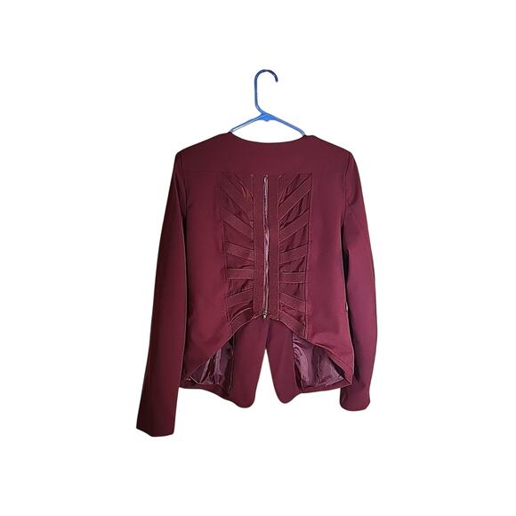 Love Tree Herringbone Detail Back Maroon Blazer XL Dress Jacket Whimsygoth Rock - Picture 2 of 10